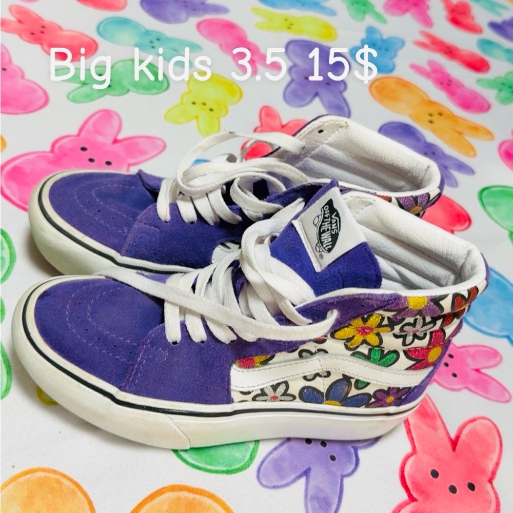 Vans Purple Suede High-Top Sneakers with Floral Side Panels